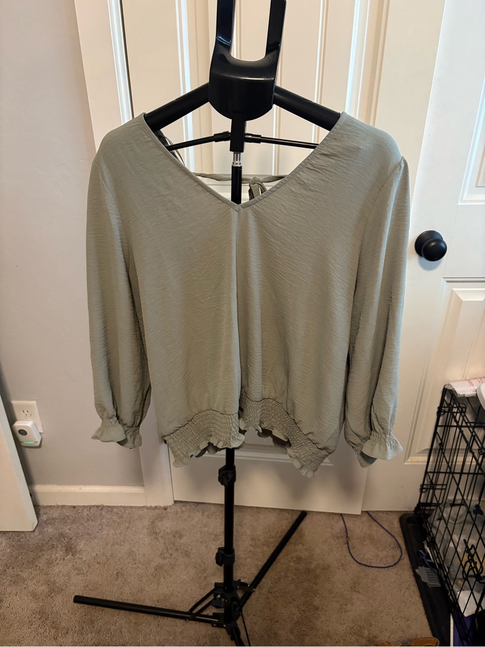 Maurices Sage Green V-Neck Textured Blouse